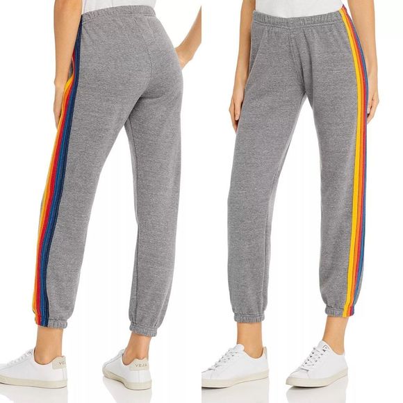 SOLD !Aviator Nation Heather Gray/ Classic 5 Stripe Jogger Sweatpants , XS - Picture 5 of 14